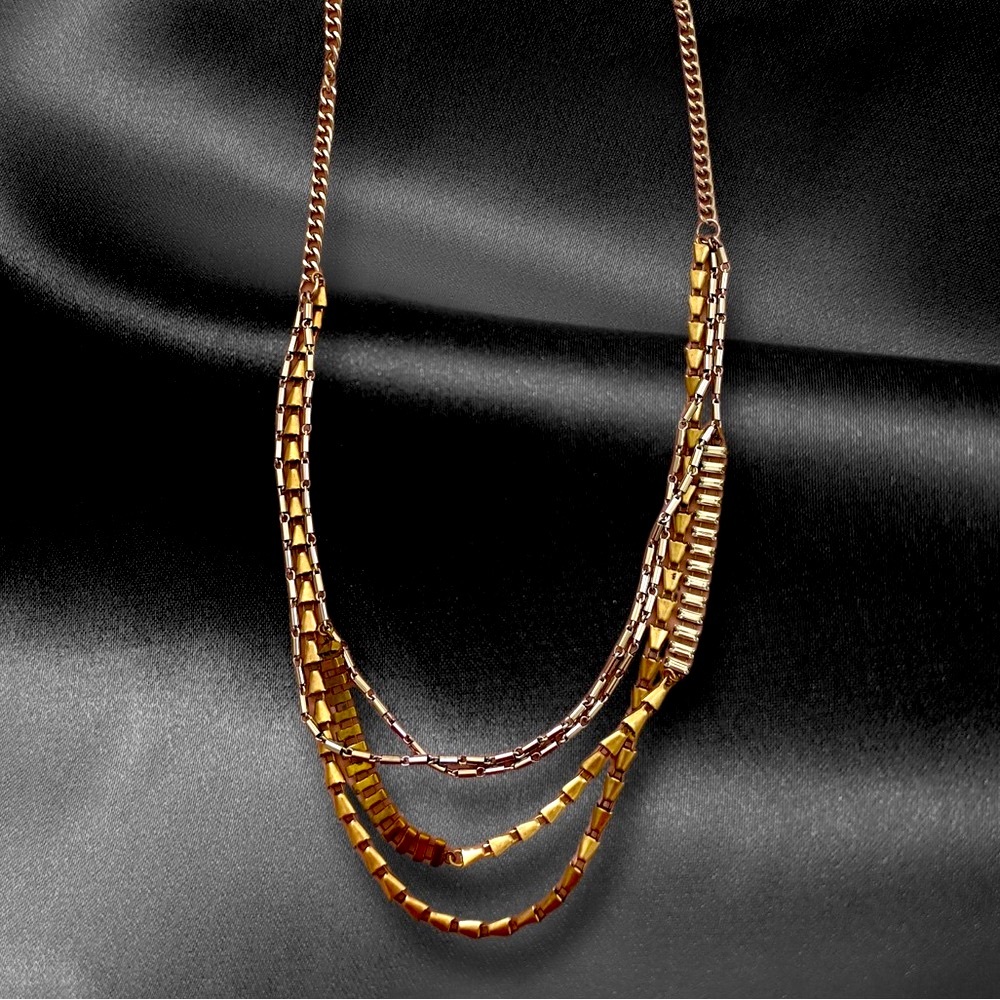 Multi Facetted Silver and Gold Necklace